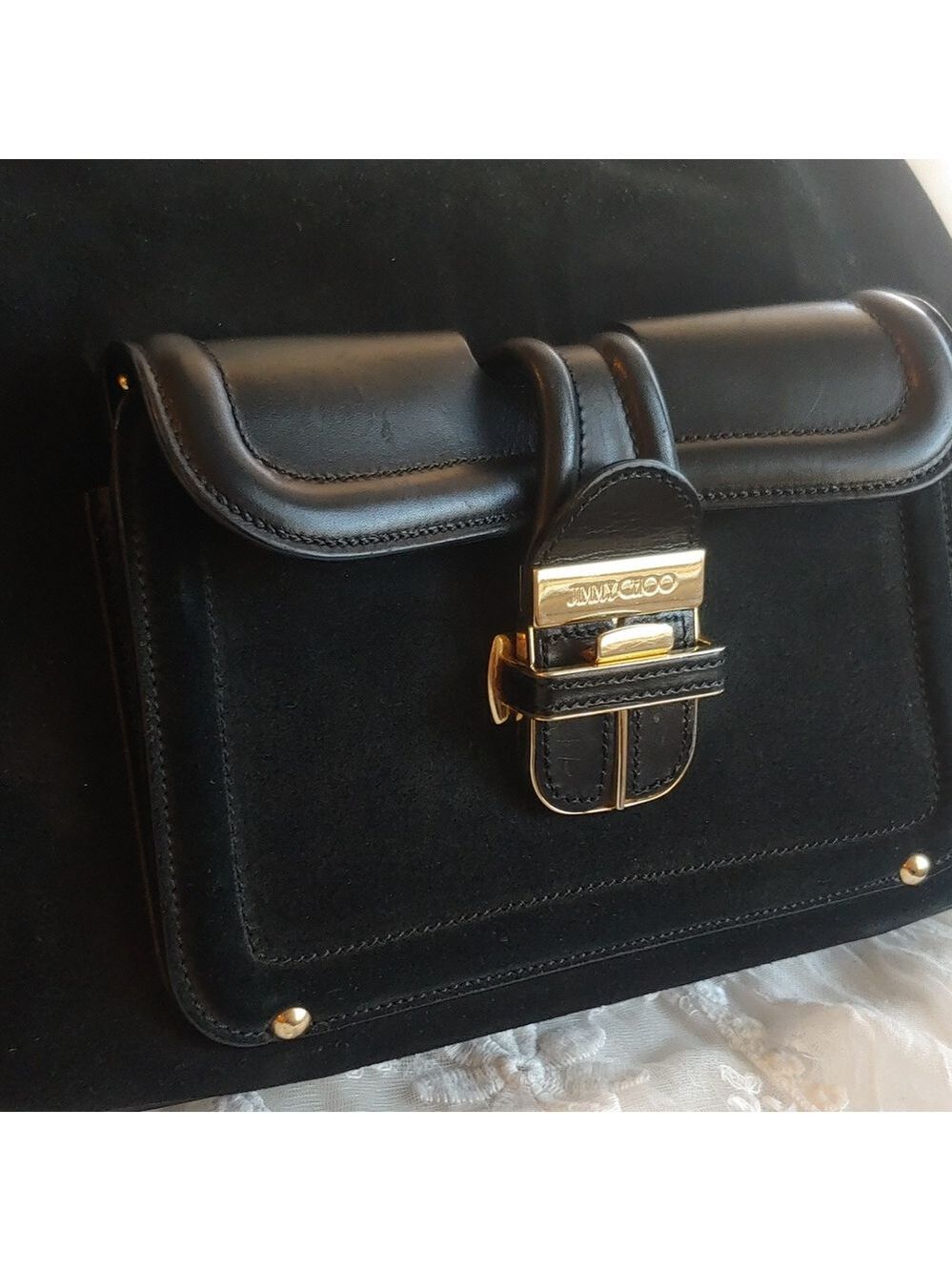 Jimmy Choo Black Leather and Suede Hobo Bag Luxury - Picture 5 of 17